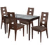 Hollister 5 Piece Espresso Wood Dining Table Set with Glass Top and Window Pane Back Wood Dining Chairs - Padded Seats