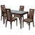 Bishop 5 Piece Espresso Wood Dining Table Set with Glass Top and Curved Slat Wood Dining Chairs - Padded Seats
