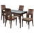 Winslow 5 Piece Espresso Wood Dining Table Set with Glass Top and Curved Slat Keyhole Back Wood Dining Chairs - Padded Seats