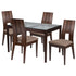 Winslow 5 Piece Espresso Wood Dining Table Set with Glass Top and Curved Slat Keyhole Back Wood Dining Chairs - Padded Seats