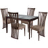 Oakdale 5 Piece Espresso Wood Dining Table Set with Glass Top and Dramatic Rail Back Design Wood Dining Chairs - Padded Seats
