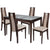 Saratoga 5 Piece Espresso Wood Dining Table Set with Glass Top and Curved Slat Wood Dining Chairs - Padded Seats
