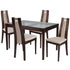 Saratoga 5 Piece Espresso Wood Dining Table Set with Glass Top and Curved Slat Wood Dining Chairs - Padded Seats