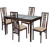Highland 5 Piece Espresso Wood Dining Table Set with Glass Top and High Triple Window Pane Back Wood Dining Chairs - Padded Seats