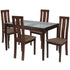Gridley 5 Piece Espresso Wood Dining Table Set with Glass Top and Vertical Wide Slat Back Wood Dining Chairs - Padded Seats