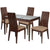 Albany 5 Piece Walnut Wood Dining Table Set with Glass Top and Wide Slat Back Wood Dining Chairs - Padded Seats