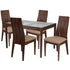Albany 5 Piece Walnut Wood Dining Table Set with Glass Top and Wide Slat Back Wood Dining Chairs - Padded Seats
