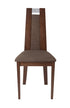 Flash Furniture Wood Dining Chair with Curved Slat and Golden Honey Brown Fabric Seat - Walnut Finish