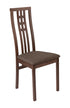 Flash Furniture Wood Dining Chair with Triple Window Pane Back and Golden Honey Brown Fabric Seat - Walnut Finish