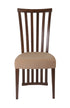 Flash Furniture Wood Dining Chair with Dramatic Rail Back and Brown Fabric Seat - Walnut Finish