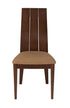 Flash Furniture Walnut Finish Wood Dining Chair with Wide Slat Back and Brown Fabric Seat