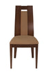 Flash Furniture Wood Dining Chair with Curved Slat and Brown Fabric Seat - Walnut Finish