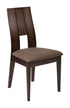 Flash Furniture Wood Dining Chair with Curved Slat Keyhole Back and Golden Honey Brown Fabric Seat - Espresso Finish
