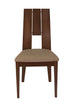 Flash Furniture Wood Dining Chair with Curved Slat Keyhole Back and Magnolia Brown Fabric Seat - Walnut Finish