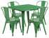 Flash Furniture 31.5"" Square Green Metal Indoor Table Set with 4 Stack Chairs