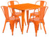 Flash Furniture 31.5"" Square Orange Metal Indoor Table Set with 4 Stack Chairs