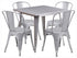Flash Furniture 31.5"" Square Silver Metal Indoor Table Set with 4 Stack Chairs