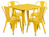 Flash Furniture 31.5"" Square Yellow Metal Indoor Table Set with 4 Stack Chairs