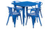 Flash Furniture 31.5"" Square Blue Metal Indoor Table Set with 4 Arm Chairs ET-CT002-4-70-BL-GG