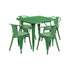 Flash Furniture 31.5"" Square Green Metal Indoor Table Set with 4 Arm Chairs ET-CT002-4-70-GN-GG