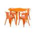 Flash Furniture 31.5"" Square Orange Metal Indoor Table Set with 4 Arm Chairs ET-CT002-4-70-OR-GG