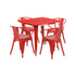 Flash Furniture 31.5"" Square Red Metal Indoor Table Set with 4 Arm Chairs ET-CT002-4-70-RED-GG