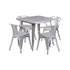 Flash Furniture 31.5"" Square Silver Metal Indoor Table Set with 4 Arm Chairs ET-CT002-4-70-SIL-GG