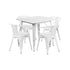 Flash Furniture 31.5"" Square White Metal Indoor Table Set with 4 Arm Chairs ET-CT002-4-70-WH-GG