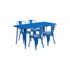 Flash Furniture 31.5"" x 63"" Rectangular Blue Metal Indoor Table Set with 4 Stack Chairs ET-CT005-4-30-BL-GG