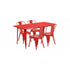 Flash Furniture 31.5"" x 63"" Rectangular Red Metal Indoor Table Set with 4 Stack Chairs ET-CT005-4-30-RED-GG