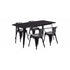 Flash Furniture 31.5"" x 63"" Rectangular Black Metal Indoor Table Set with 4 Arm Chairs ET-CT005-4-70-BK-GG