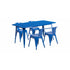 Flash Furniture 31.5"" x 63"" Rectangular Blue Metal Indoor Table Set with 4 Arm Chairs ET-CT005-4-70-BL-GG
