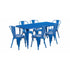 Flash Furniture 31.5"" x 63"" Rectangular Blue Metal Indoor Table Set with 6 Stack Chairs ET-CT005-6-30-BL-GG