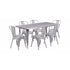 Flash Furniture 31.5"" x 63"" Rectangular Silver Metal Indoor Table Set with 6 Stack Chairs ET-CT005-6-30-SIL-GG