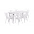 Flash Furniture 31.5"" x 63"" Rectangular White Metal Indoor Table Set with 6 Stack Chairs ET-CT005-6-30-WH-GG