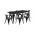 Flash Furniture 31.5"" x 63"" Rectangular Black Metal Indoor Table Set with 6 Arm Chairs ET-CT005-6-70-BK-GG