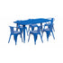 Flash Furniture 31.5"" x 63"" Rectangular Blue Metal Indoor Table Set with 6 Arm Chairs ET-CT005-6-70-BL-GG