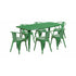 Flash Furniture 31.5"" x 63"" Rectangular Green Metal Indoor Table Set with 6 Arm Chairs ET-CT005-6-70-GN-GG