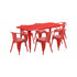Flash Furniture 31.5"" x 63"" Rectangular Red Metal Indoor Table Set with 6 Arm Chairs ET-CT005-6-70-RED-GG