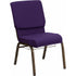 HERCULES Series 18.5"" Wide Royal Purple Fabric Church Chair with 4.25"" Thick Seat Communion Cup Book Rack - Gold Vein Frame [FD-CH02185-GV-ROY-BAS-GG]