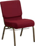 HERCULES Series 21"" Extra Wide Burgundy Fabric Church Chair with 4"" Thick Seat Communion Cup Book Rack - Gold Vein Frame [FD-CH0221-4-GV-3169-BAS-GG]