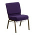 HERCULES Series 21"" Extra Wide Royal Purple Fabric Church Chair with 4"" Thick Seat Communion Cup Book Rack - Gold Vein Frame [FD-CH0221-4-GV-ROY-BAS-GG]