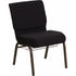 HERCULES Series 21' Extra Wide Black Dot Patterned Fabric Church Chair with 4' Thick Seat, Communion Cup Book Rack - Gold Vein Frame [FD-CH0221-4-GV-S0806-BAS-GG]