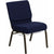 HERCULES Series 21' Extra Wide Navy Blue Dot Patterned Fabric Church Chair with 4' Thick Seat, Communion Cup Book Rack - Gold Vein Frame [FD-CH0221-4-GV-S0810-BAS-GG]