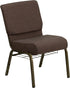 HERCULES Series 21"" Extra Wide Brown Fabric Church Chair with 4"" Thick Seat Communion Cup Book Rack - Gold Vein Frame [FD-CH0221-4-GV-S0819-BAS-GG]