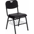 HERCULES Series 880 lb. Capacity Black Plastic Chair with Black Powder Coated Frame and Book Basket [RUT-GK01-BK-BAS-GG]