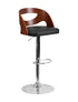 Flash Furniture Walnut Bentwood Adjustable Height Barstool with Black Vinyl Seat and Cutout Back