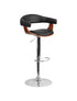 Flash Furniture Walnut Bentwood Adjustable Height Barstool with Black Vinyl Upholstery - 20""W x 18""D x 35.5 - 44""H