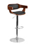 Flash Furniture Walnut Bentwood Adjustable Height Barstool with Black Vinyl Upholstery - 20.75""W x 17.5""D x 32.75 - 41.25""H