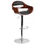 Flash Furniture Walnut Bentwood Adjustable Height Barstool with Black Vinyl Seat and Cutout Padded Back